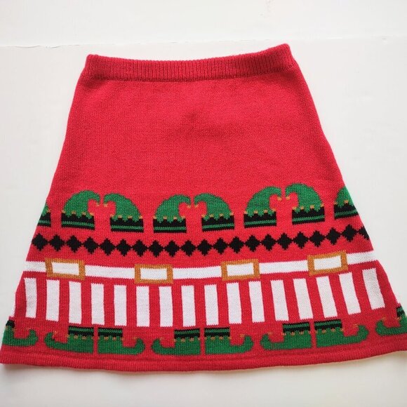 Cute Holiday Elf Mini Skirt Quirky Playful 'Ugly Sweater'  Women Size X-Small - Picture 1 of 5